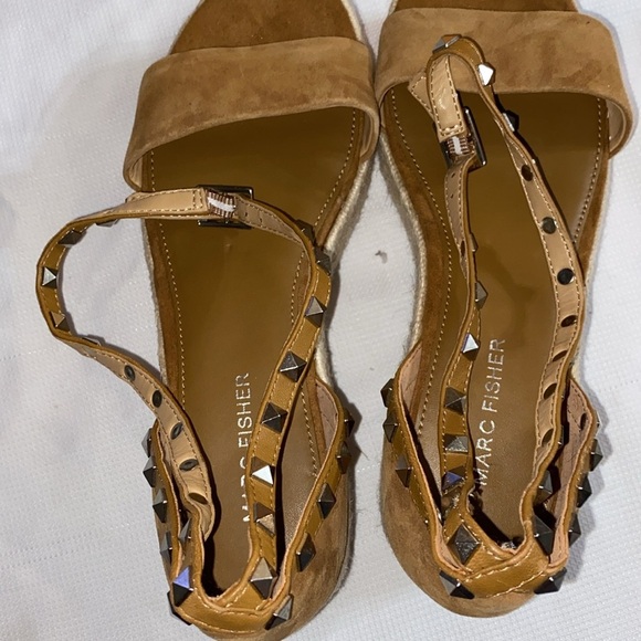 Marc Fisher Jazlyn Wo Size 8 Tan Espadrille Shoes with Double wrap ankle straps - Picture 9 of 15